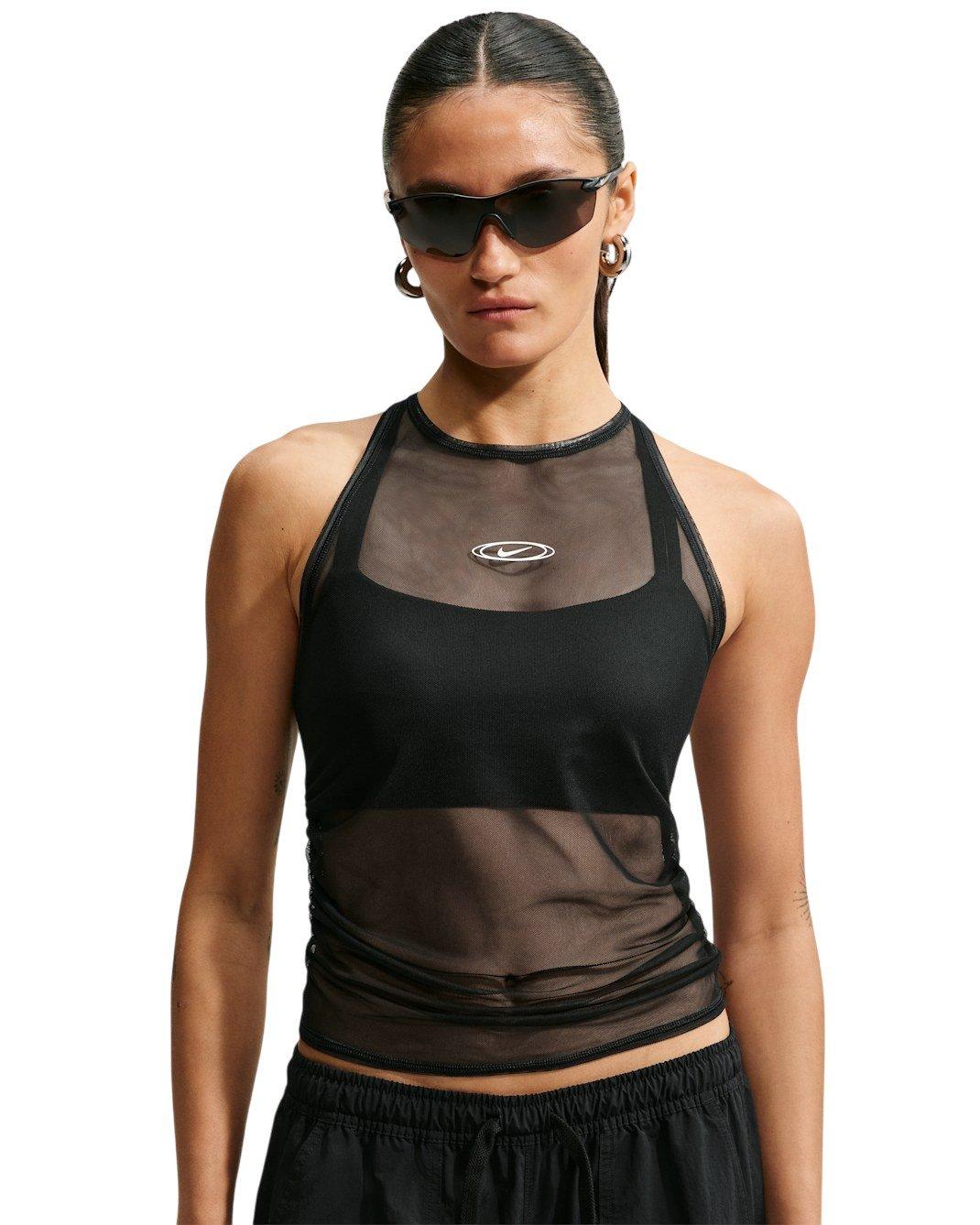Nike Women's Sportswear Tight Sheer Racerback Tank Top - Black/White - BLACK/WHITE